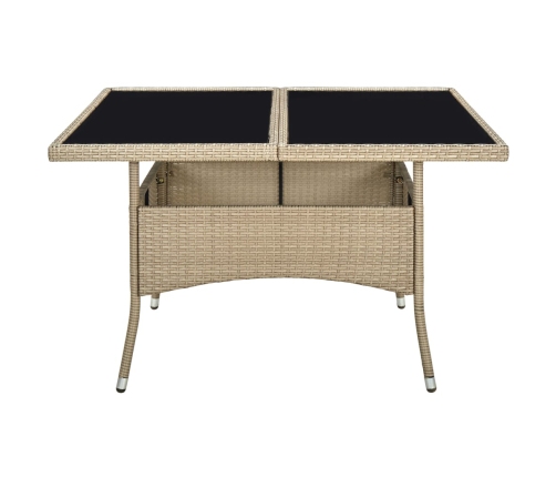 Mesa de comedor de jardín ratán sintético y vidrio beige