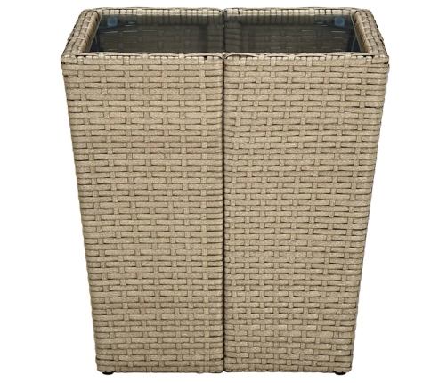 Mesa de centro de ratán PE vidrio templado beige 41,5x41,5x44cm