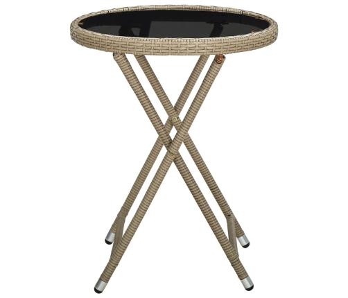 vidaXL Mesa de centro de ratán sintético y vidrio templado beige 60 cm