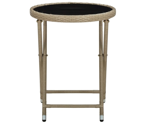 Mesa de centro de ratán sintético y vidrio templado beige 60 cm