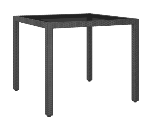 Mesa de jardín ratán sintético negro 90x90x75 cm