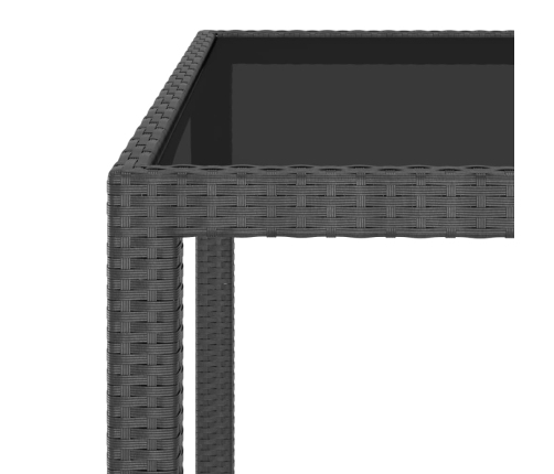 Mesa de jardín ratán sintético negro 90x90x75 cm