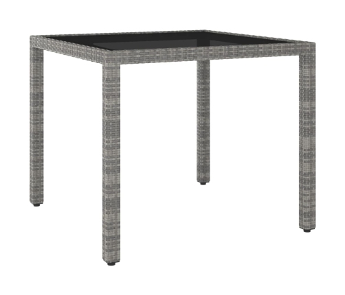 Mesa de jardín ratán sintético gris 90x90x75 cm