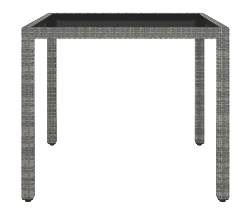 Mesa de jardín ratán sintético gris 90x90x75 cm