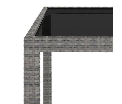 Mesa de jardín ratán sintético gris 90x90x75 cm