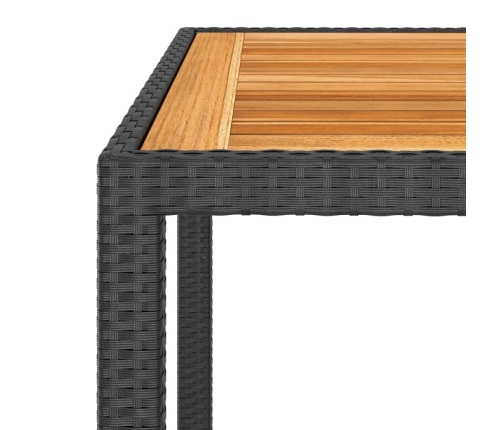 Mesa de jardín de ratán sintético negro 90x90x75 cm