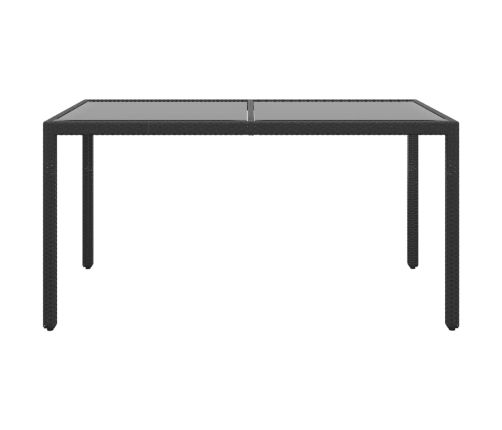 Mesa jardín vidrio templado ratán sintético negro 150x90x75 cm