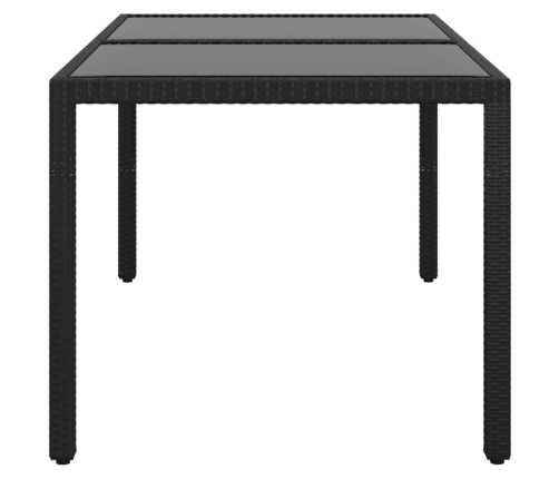 Mesa jardín vidrio templado ratán sintético negro 150x90x75 cm