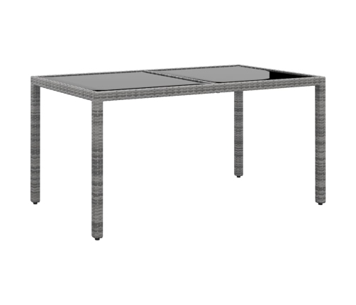 Mesa jardín vidrio templado ratán sintético gris 150x90x75 cm