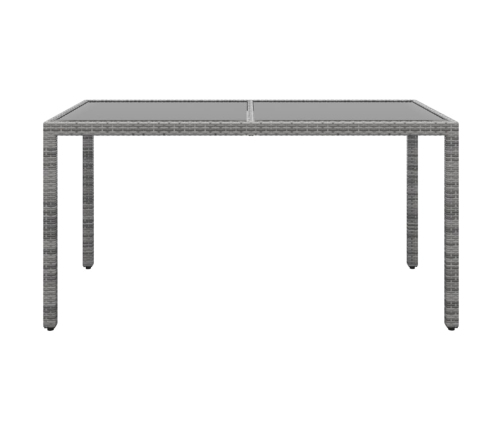 Mesa jardín vidrio templado ratán sintético gris 150x90x75 cm