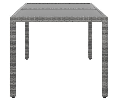 Mesa jardín vidrio templado ratán sintético gris 150x90x75 cm