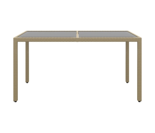 Mesa jardín vidrio templado ratán sintético beige 150x90x75 cm