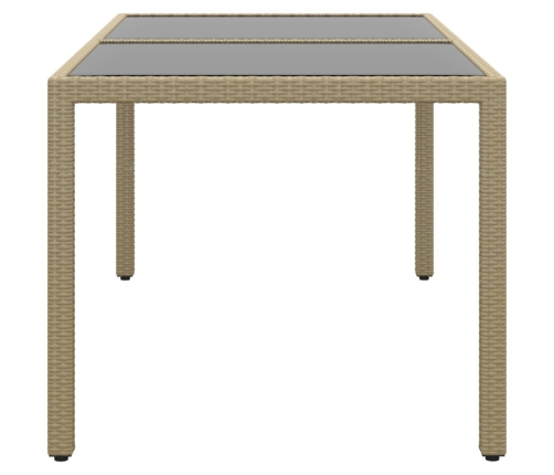 Mesa jardín vidrio templado ratán sintético beige 150x90x75 cm