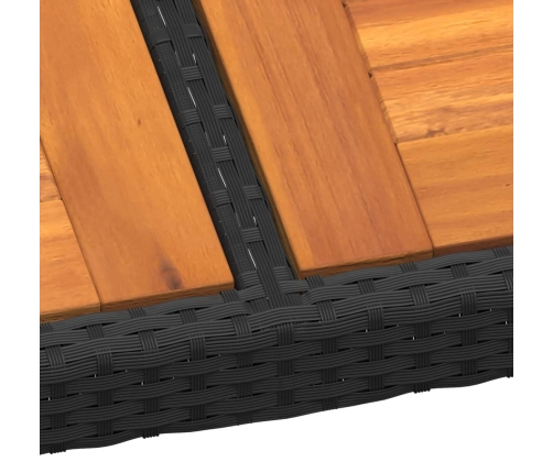 Mesa de jardín madera acacia ratán sintético negro 150x90x75 cm