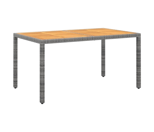 Mesa de jardín madera acacia ratán sintético gris 150x90x75 cm