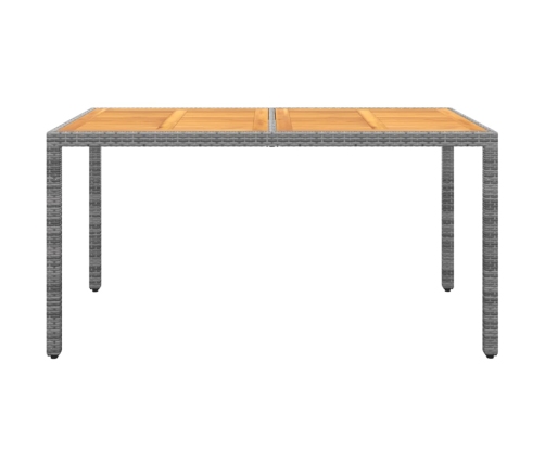 Mesa de jardín madera acacia ratán sintético gris 150x90x75 cm