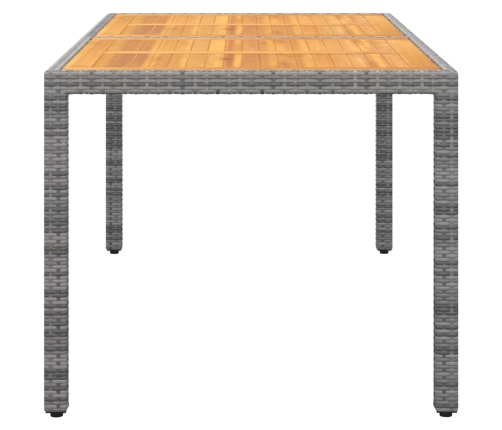 Mesa de jardín madera acacia ratán sintético gris 150x90x75 cm