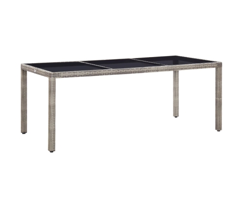 Mesa de jardín de ratán sintético gris 190x90x75 cm