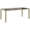 Mesa jardín vidrio templado ratán sintético beige 190x90x75 cm