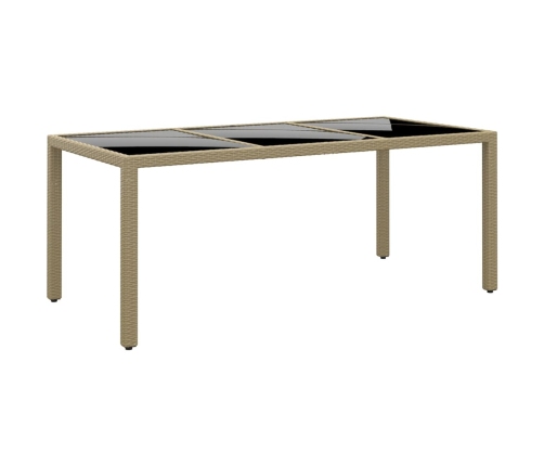 Mesa jardín vidrio templado ratán sintético beige 190x90x75 cm