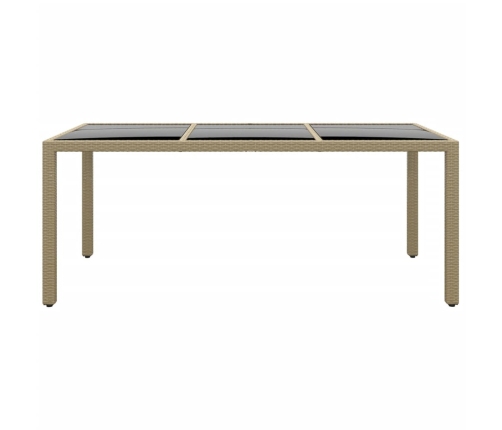 Mesa jardín vidrio templado ratán sintético beige 190x90x75 cm