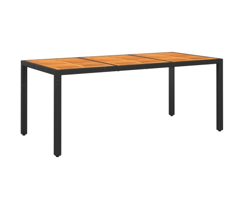 vidaXL Mesa de jardín madera acacia ratán sintético negro 190x90x75 cm