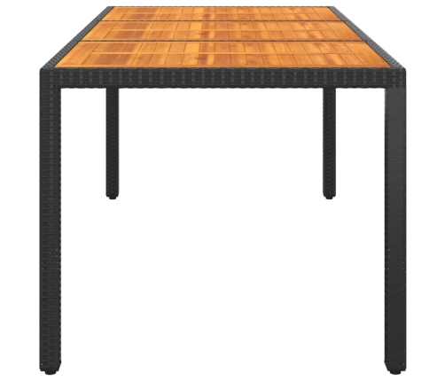 Mesa de jardín madera acacia ratán sintético negro 190x90x75 cm