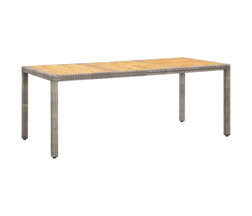 Mesa de jardín madera acacia ratán sintético gris 190x90x75 cm