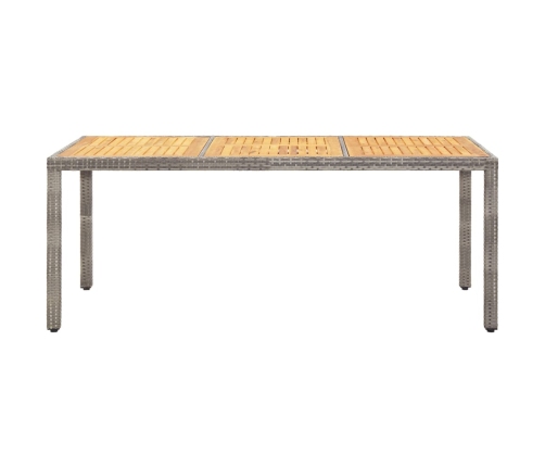 Mesa de jardín madera acacia ratán sintético gris 190x90x75 cm