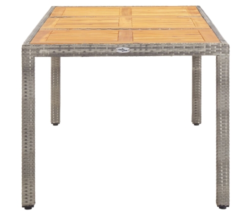 Mesa de jardín madera acacia ratán sintético gris 190x90x75 cm