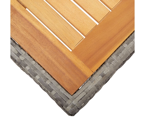 Mesa de jardín madera acacia ratán sintético gris 190x90x75 cm