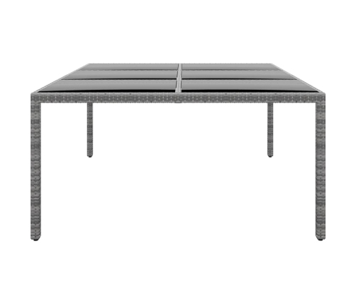 vidaXL Mesa jardín vidrio templado ratán sintético gris 200x150x75 cm