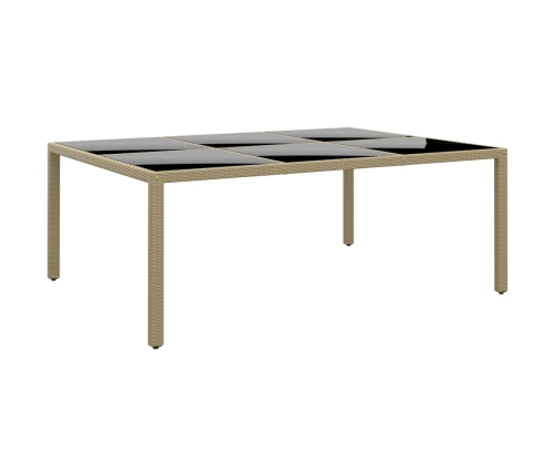 Mesa jardín vidrio templado ratán sintético beige 200x150x75 cm