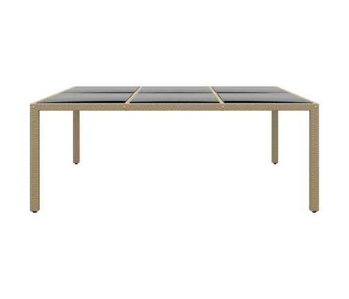 Mesa jardín vidrio templado ratán sintético beige 200x150x75 cm