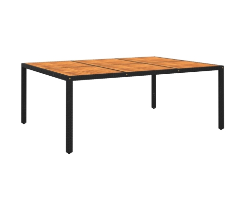 vidaXL Mesa jardín madera acacia ratán sintético negro 200x150x75 cm