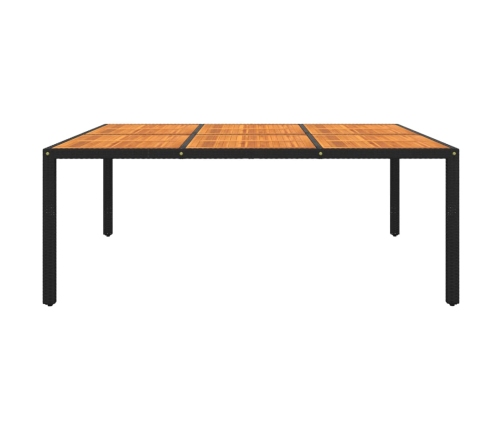 vidaXL Mesa jardín madera acacia ratán sintético negro 200x150x75 cm