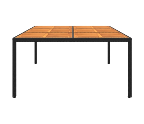 vidaXL Mesa jardín madera acacia ratán sintético negro 200x150x75 cm