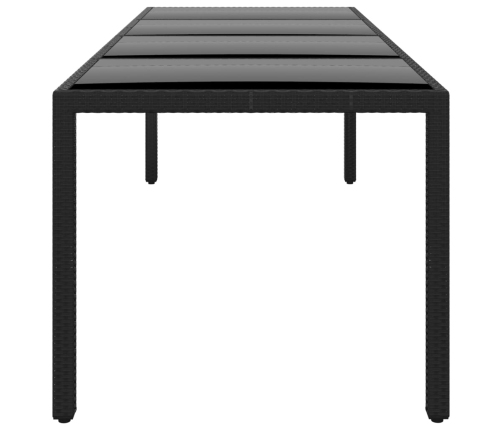 vidaXL Mesa jardín vidrio templado ratán sintético negro 250x100x75 cm