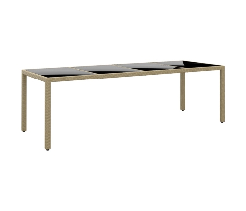 Mesa de jardín superficie de vidrio ratán sintético beige