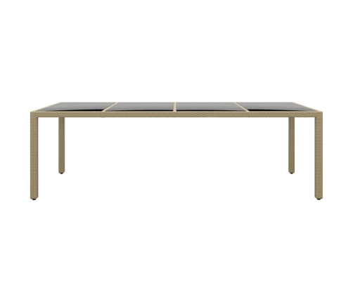 Mesa de jardín superficie de vidrio ratán sintético beige