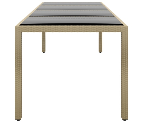 Mesa de jardín superficie de vidrio ratán sintético beige