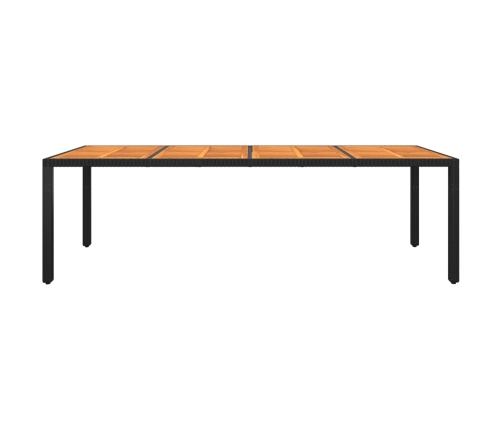 Mesa jardín madera acacia ratán sintético negro 250x100x75 cm