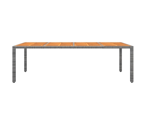 Mesa de jardín ratán PE madera acacia maciza gris 250x100x75 cm