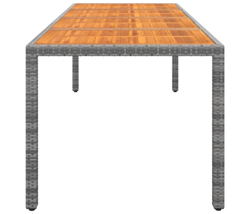 Mesa de jardín ratán PE madera acacia maciza gris 250x100x75 cm