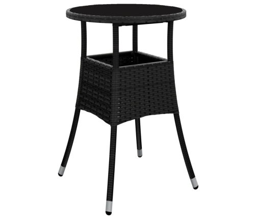 Mesa de jardín vidrio templado ratán sintético negro Ø60x75 cm