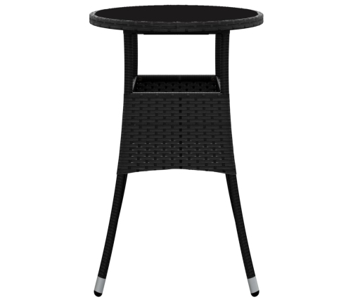 Mesa de jardín vidrio templado ratán sintético negro Ø60x75 cm