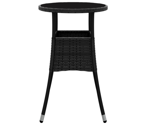 Mesa de jardín vidrio templado ratán sintético negro Ø60x75 cm