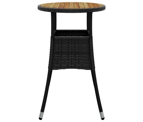 vidaXL Mesa de jardín madera acacia y ratán sintético negro Ø60x75 cm