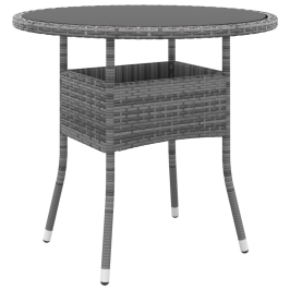 Mesa de jardín vidrio templado y ratán sintético gris Ø80x75 cm