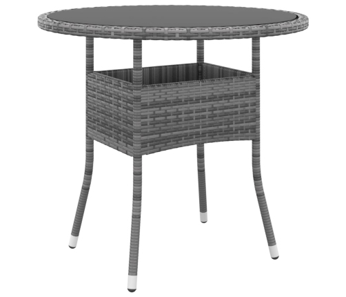 Mesa de jardín vidrio templado y ratán sintético gris Ø80x75 cm